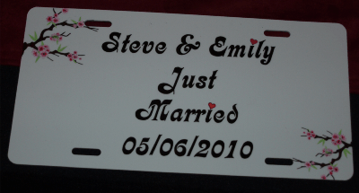 Wedding Plate for Car made with sublimation printing
